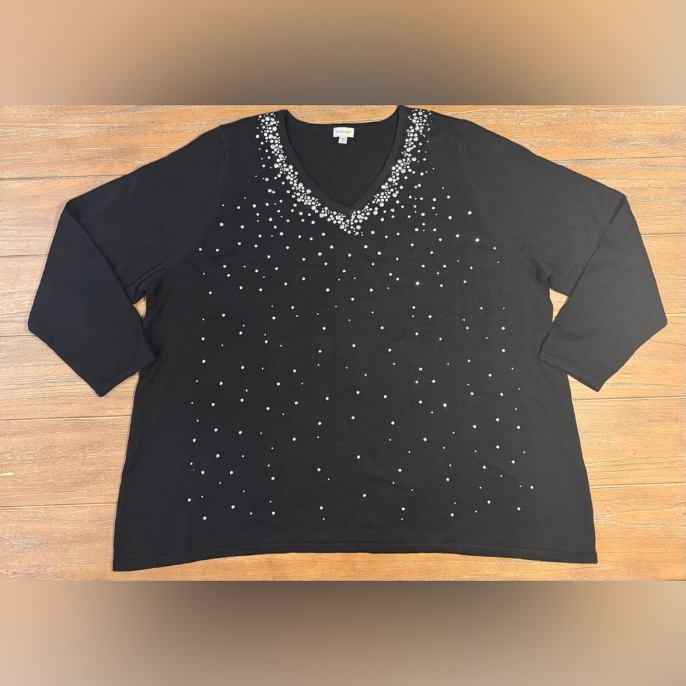 Black Sweater with Silver Embellishments